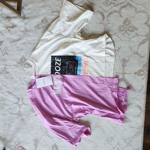 Asymmetrical color block purple and white top sz large shein